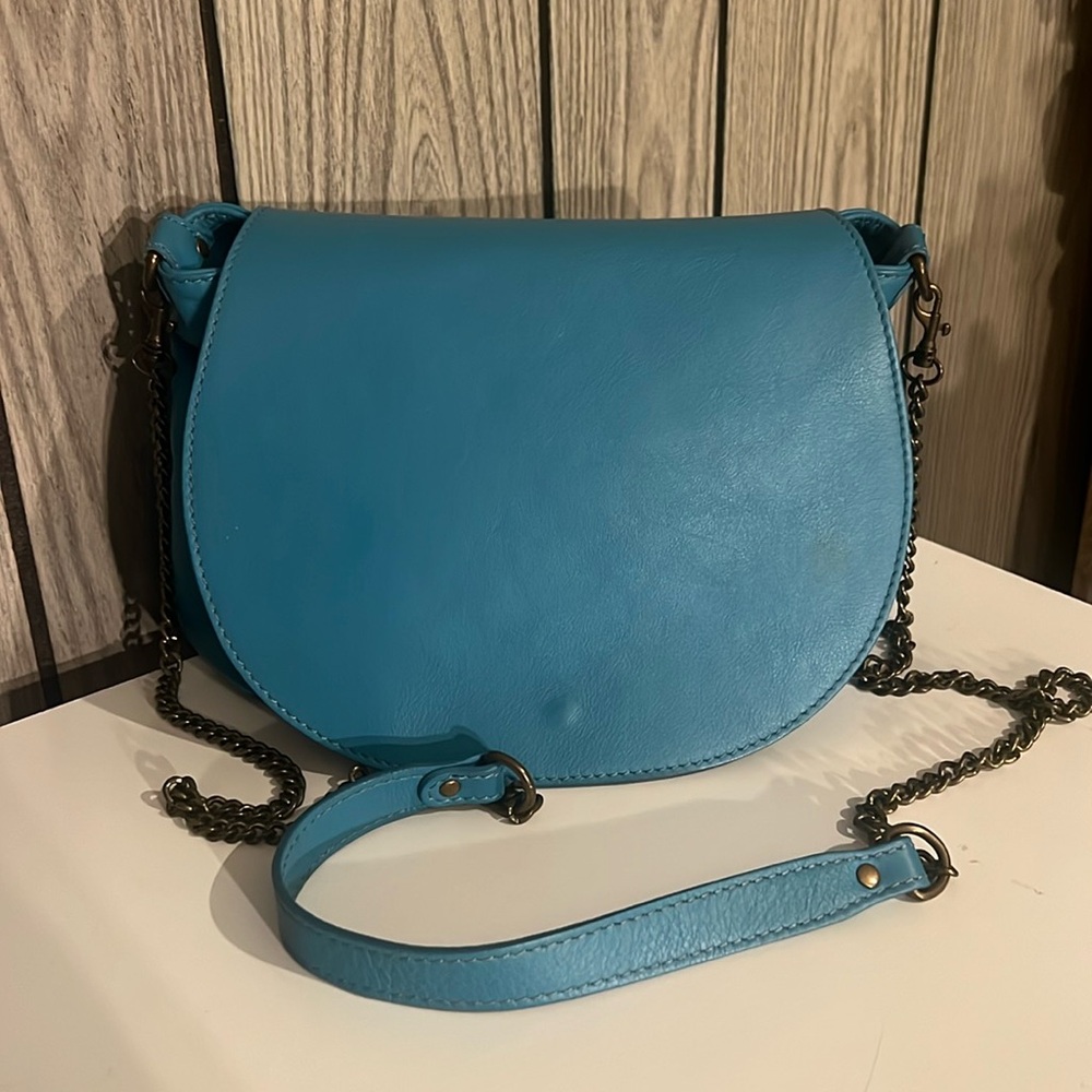 Valentina fiore azure blue crossbody purse saddlebag